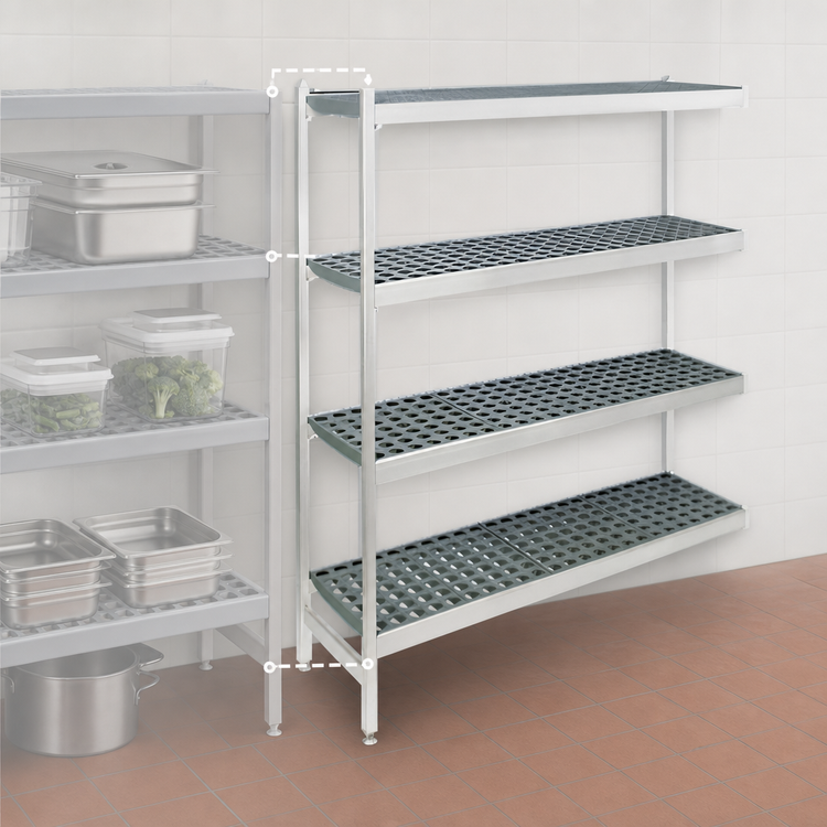 Product image #3 for Fermostock 4-Tier Polymer Shelving Expansion Kit, 52W x 18D x 83H, Gray