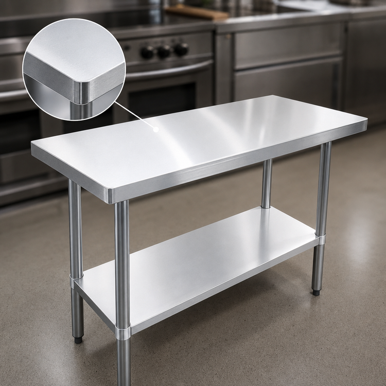 Product image #3 for Sapphire 48-Inch x 14-Inch Stainless Steel Flat Top Work Table with Galvanized Legs and Undershelf