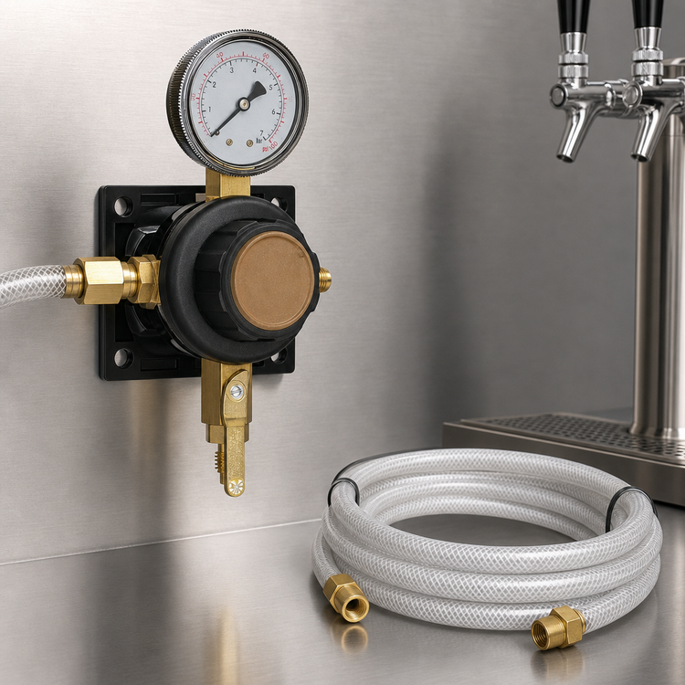 Product image #3 for High-Pressure Wall-Mount CO2 or Nitrogen Regulator Kit with Single Gauge and 50 Feet of Nylon-Braided Gas Tubing