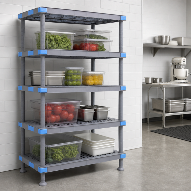 Product image #3 for Quantum Millenia 4-Shelf Stationary Polymer Starter Shelving Unit, 36W x 24D x 62H, Gray