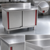 Thumbnail image #3 for Spec-Master Marine Series Enclosed Stainless Steel Work Table with Cabinet Base and Hinged Doors, 48 x 24 Inches, 4-1/2 Inch Backsplash
