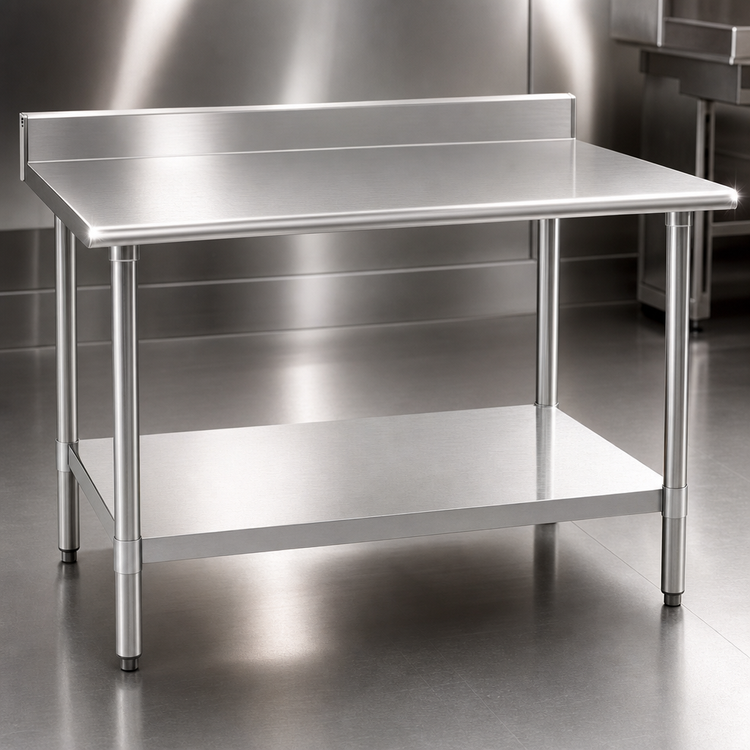 Product image #3 for Deluxe Series 144-Inch x 24-Inch Stainless Steel Work Table with 4-1/2-Inch Backsplash and Undershelf