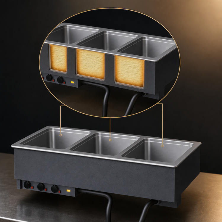 Product image #3 for Vollrath Three-Well Drop-In Electric Hot Food Well with 3 Full-Size Insulated Wells, 120V