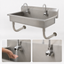 Thumbnail image #3 for Advance Tabco Wall Mounted Multiwash Hand Sink with 2 Electronic Faucets, 40-Inch Wide, 304 Stainless Steel