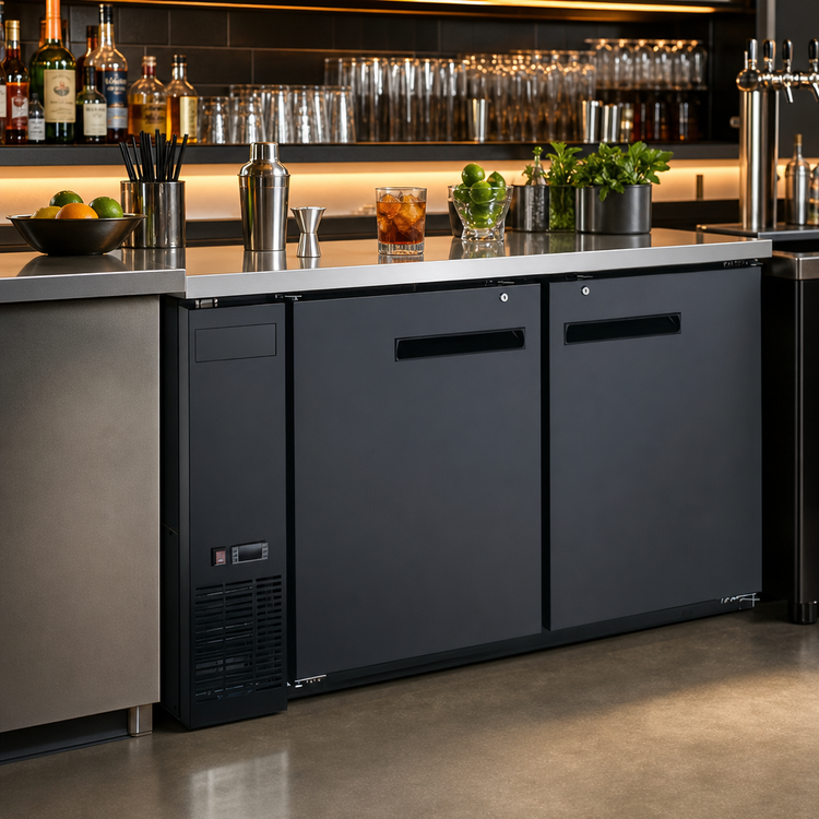 Product image #3 for Hurakan by Equip.me 60-Inch Narrow Two-Door Solid Back Bar Refrigerator