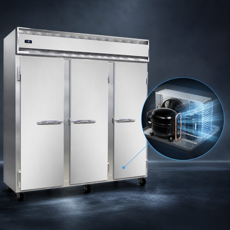 Product image #3 for Continental Refrigerator 3FSNSS Three-Section Shallow Depth Reach-In Freezer