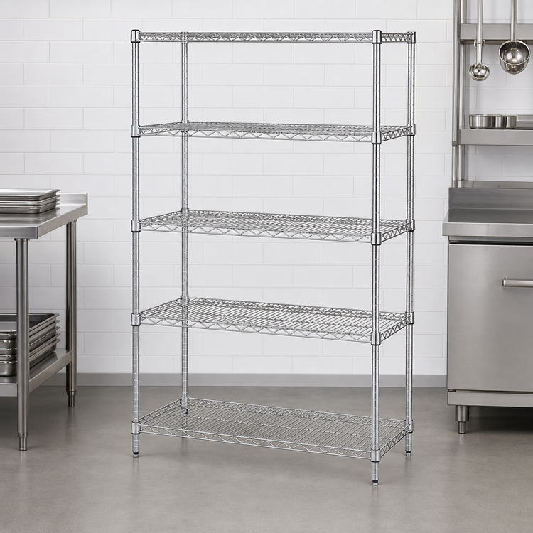 Product image #3 for Quantum 36-Inch x 14-Inch x 54-Inch Chrome-Plated Wire Shelving Starter Kit with 5 Shelves and 4 Posts