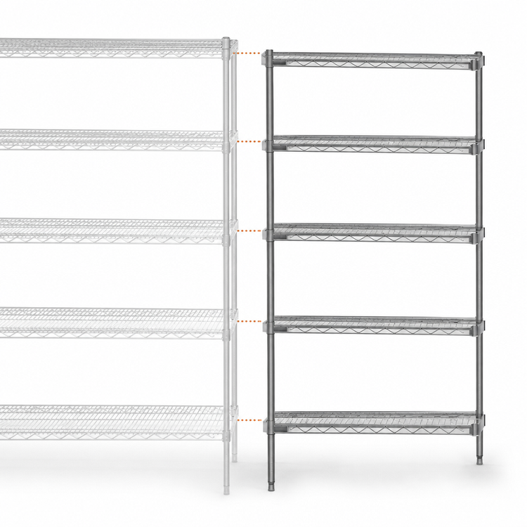 Product image #3 for Eagle Valu-Master 5-Tier Add-On Wire Shelving Unit, 24 x 24 x 86 Inches, Pewter Gray Epoxy Finish