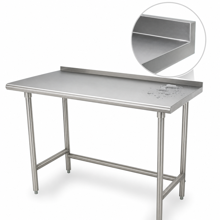 Product image #3 for Advance Tabco Special Value 30-Inch Wide x 24-Inch Deep Stainless Steel Open Base Work Table with 1-1/2-Inch Rear Backsplash
