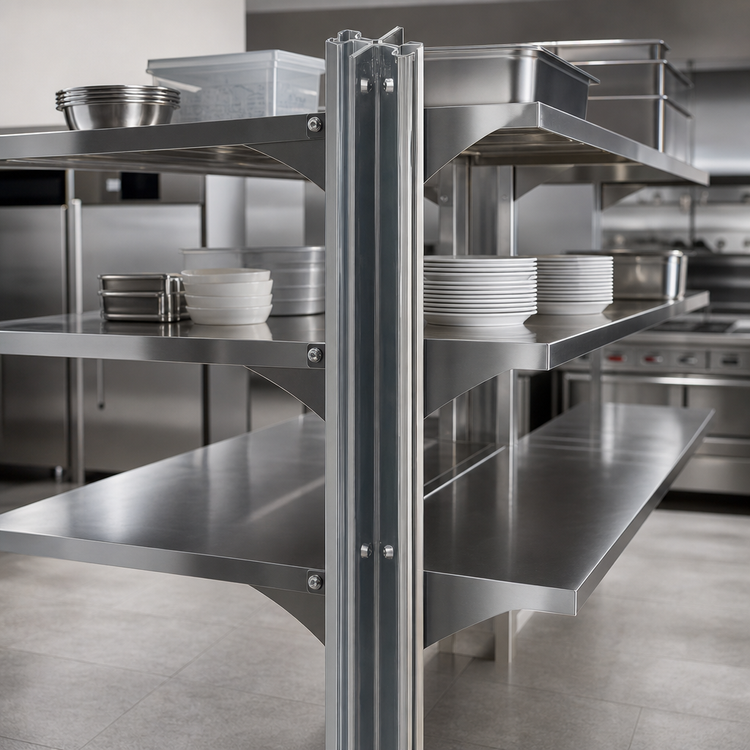 Product image #3 for Back-To-Back Stainless Steel Floor-To-Ceiling Cantilever Shelving Upright, 60-Inch