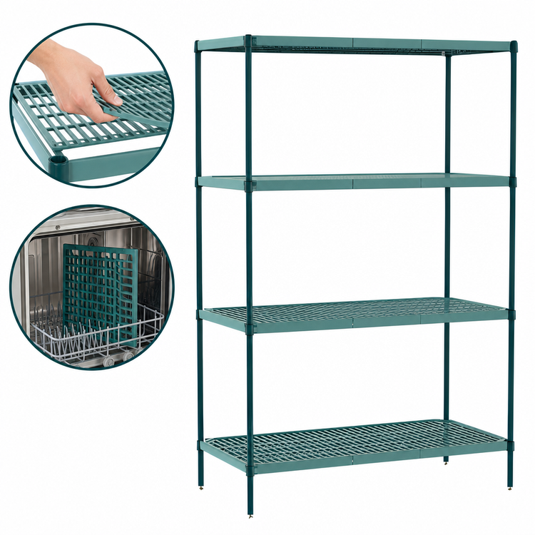 Product image #3 for Metro Super Erecta Pro 4-Shelf Starter Shelving Unit with Polymer Shelf Mats, 18 x 48 x 63 Inch, Green