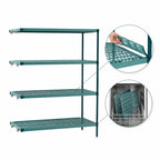Thumbnail image #3 for Metro Super Erecta Pro PR-184874K3-A-4 Add-On Polymer Shelving Unit, 18"W x 48"D x 74"H, 4 Shelves, Green