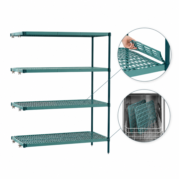 Product image #3 for Metro Super Erecta Pro Add-On Polymer Shelving Unit, 18 x 48 x 74 Inches, 4 Shelves
