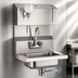 Thumbnail image #3 for Eagle Group Wall-Mounted 304 Stainless Steel Hand Sink with Towel and Soap Dispensers, Splash-Mount Gooseneck Faucet and Polymer Lever Drain
