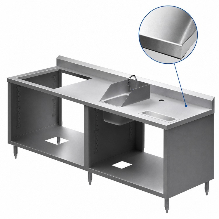 Product image #3 for BK Resources 96-Inch Underbar Soda Dispenser Cabinet with Hand Sink and Urn Trough