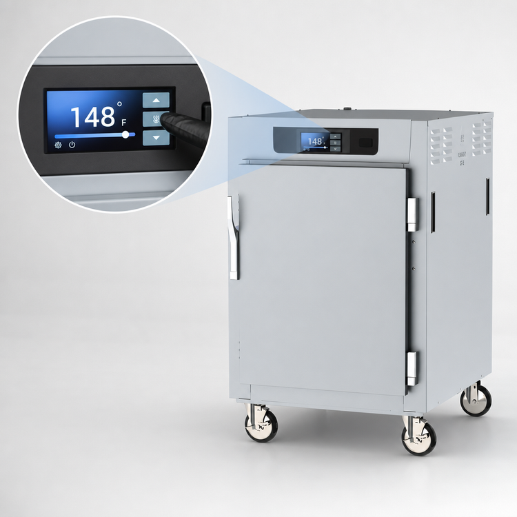 Product image #3 for Metro C5 8 Series 1/2 Height Mobile Controlled Temperature Heated Holding Cabinet with Solid Doors and Universal Wire Slides