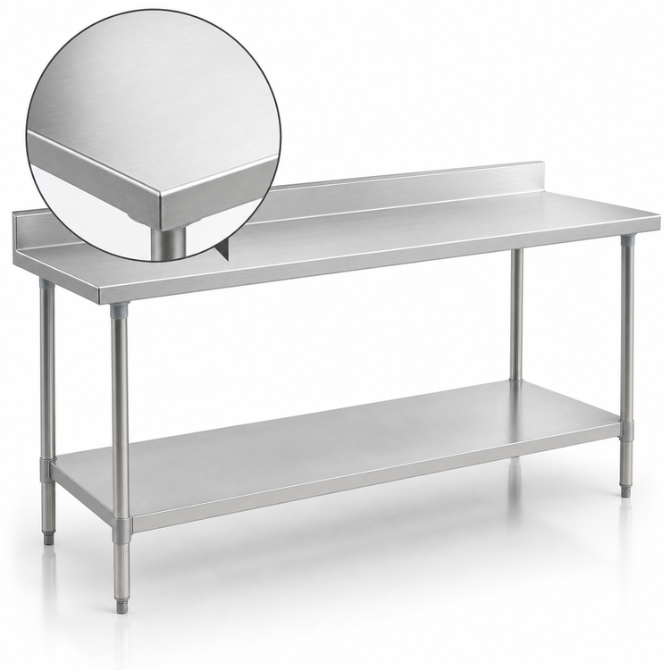 Product image #3 for Eagle Deluxe Series Stainless Steel Work Table with 4-1/2 Inch Backsplash and Adjustable Undershelf, 144 x 30 Inches
