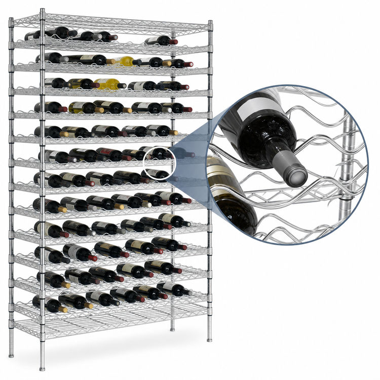 Product image #3 for Metro Super Erecta 48-Inch Chrome-Plated Cradle Wine Shelving Rack, 168-Bottle Capacity