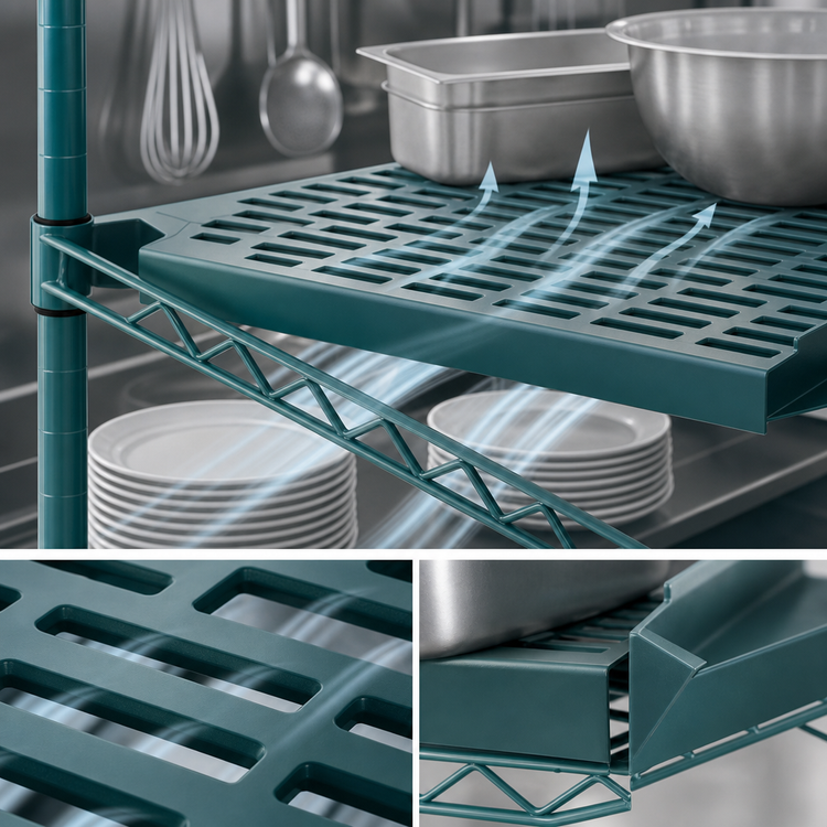 Product image #3 for QuadPlus 30" x 21" Louvered Polymer Shelf Mat with MicroGard Antimicrobial Protection