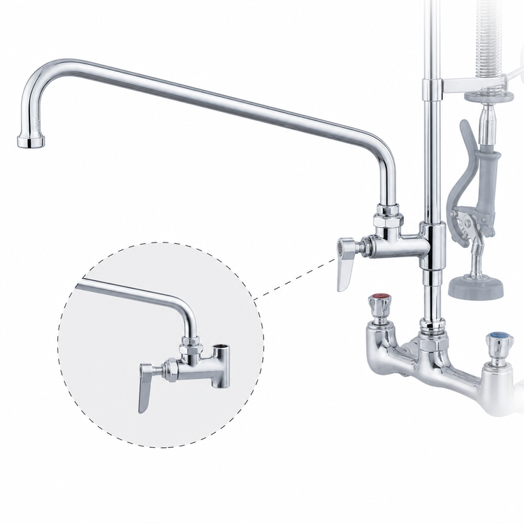Product image #3 for T&S Brass B-0156 Add-On Faucet for Pre-Rinse Units with 12 Inch Swing Nozzle