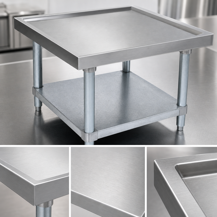 Product image #3 for Heavy-Duty Stainless Steel Machine Stand with Adjustable Shelf and Marine Edge, 36 x 30 x 20-1/4 Inches