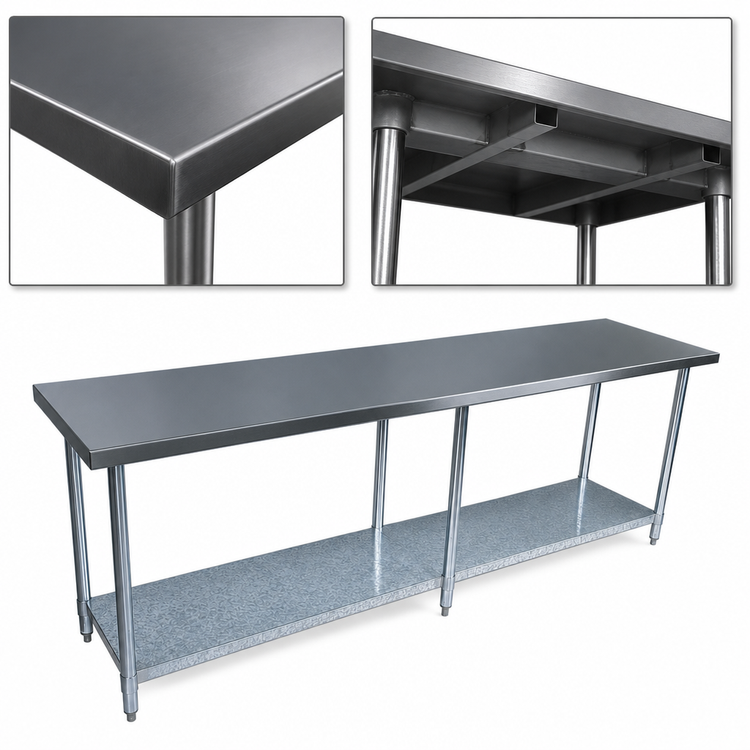 Product image #3 for BK Resources 84-Inch Stainless Steel Work Table with Adjustable Undershelf