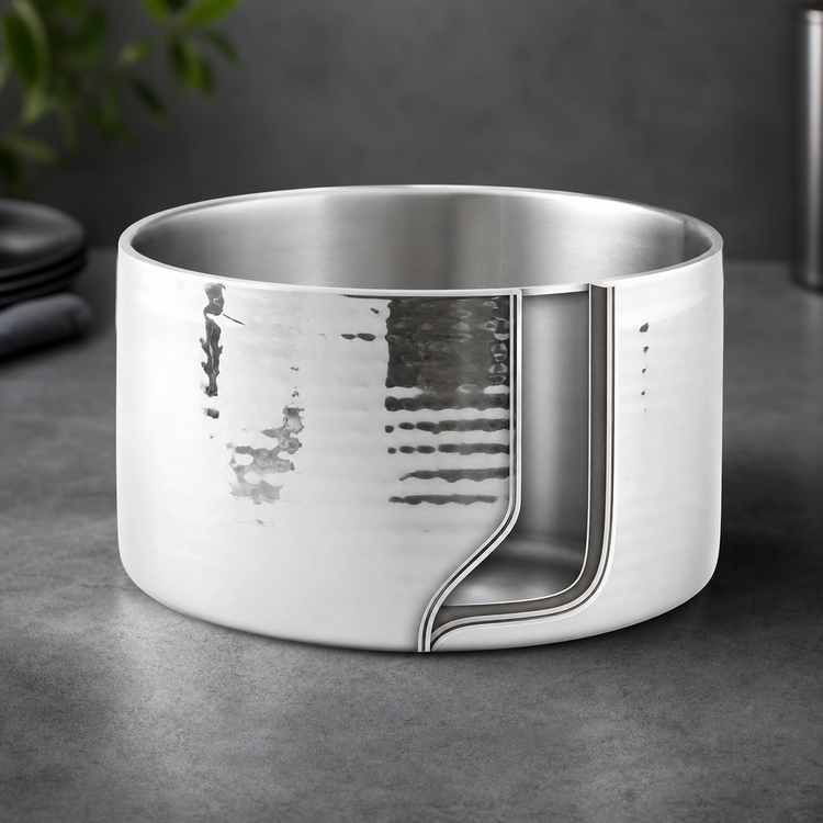 Product image #3 for American Metalcraft 10-Inch Round Double Wall Stainless Steel Hammered Serving Bowl, 156 oz.