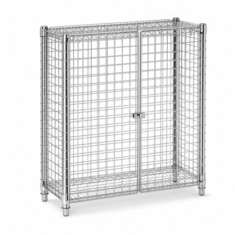 Product image #3 for Eagle Group QuadTruss Mini Stationary Security Cage, 2-Door, 50W x 16D x 40H Inches, Chrome-Plated Wire