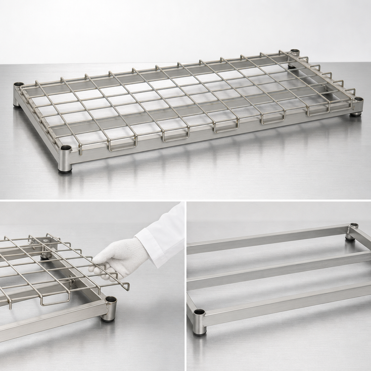 Product image #3 for 60-Inch x 24-Inch Stainless Steel Dunnage Shelf with Removable Wire Mat Assembly