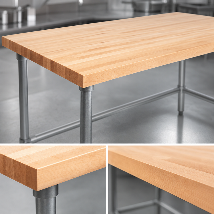 Product image #3 for John Boos HNB16 72 Inch x 36 Inch Wood Top Work Table with 1-3/4 Inch Thick Northern Hard Rock Maple Top and Galvanized Base