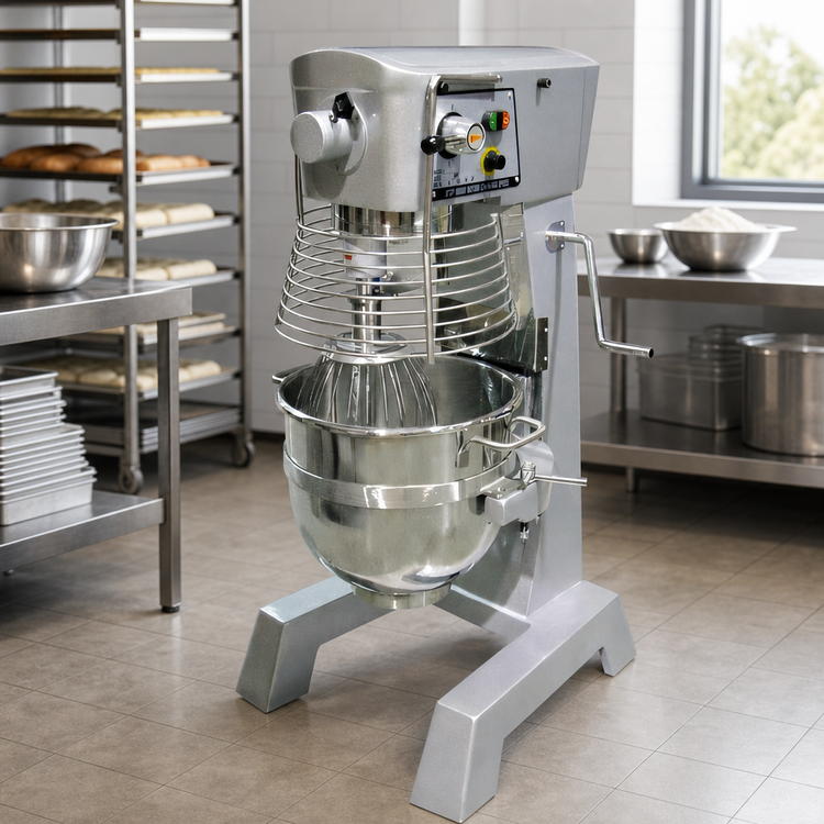 Product image #3 for Omcan USA 30 Qt 3-Speed Gear-Driven Planetary Floor Mixer with Timer and #12 Hub