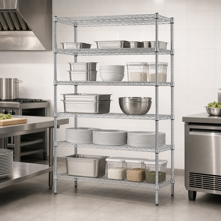 Product image #3 for Quantum 54"W x 24"D x 54"H Chrome Plated Wire Shelving Starter Kit with 5 Shelves