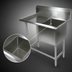 Thumbnail image #3 for John Boos Pro-Bowl 1-Compartment Stainless Steel Floor Model Sink with Left Drainboard, 18 x 24 x 12 Inch Bowl, and 10 Inch Backsplash