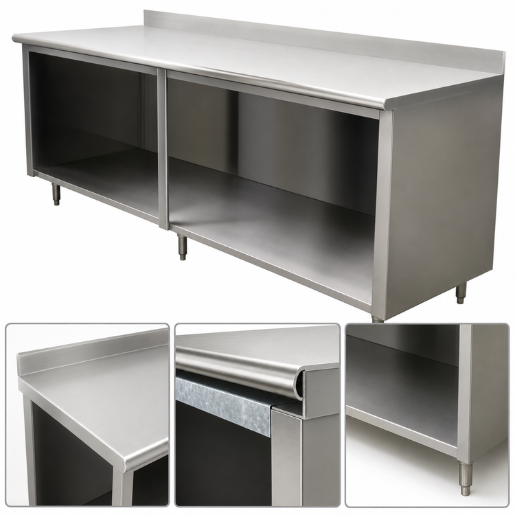 Product image #3 for Advance Tabco Special Value Series 96-Inch x 24-Inch Open Base Work Table with 5-Inch Backsplash