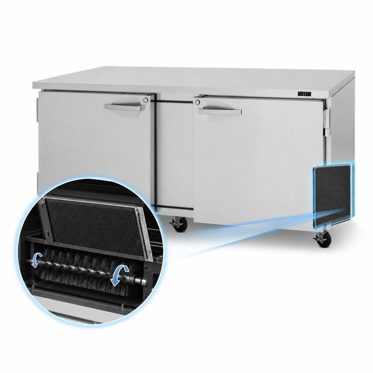 Product image #4 for Turbo Air PRO Series 72-5/8-Inch Two-Section Undercounter Refrigerator, 18.8 Cu. Ft., Solid Doors, R-290