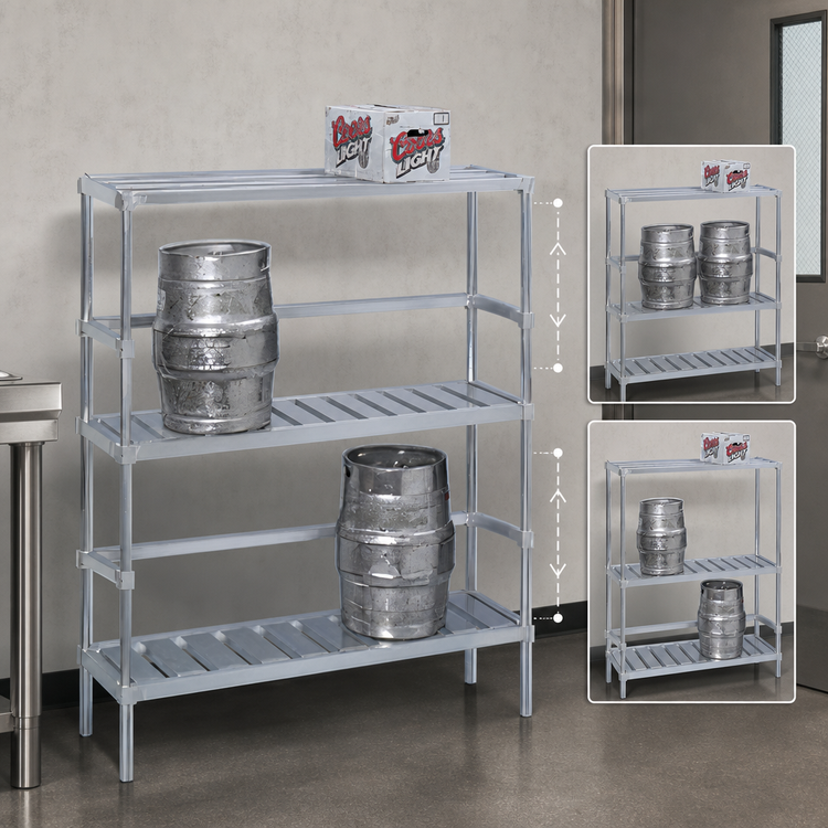 Product image #3 for Channel Manufacturing Adjustable Aluminum Keg Storage Rack, 42 x 17 x 68 Inches