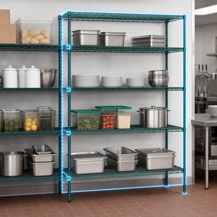 Product image #3 for Eagle Group Valu-Gard 4-Tier Wire Add-On Shelving Unit, 72W x 18D x 63H, Green Epoxy