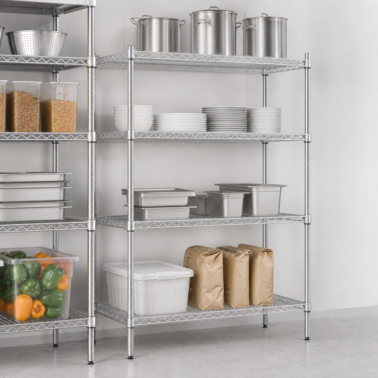 Product image #3 for Eagle Group 4-Tier Add-On Wire Shelving Unit, 48 x 24 x 63 Inches, Chrome-Plated