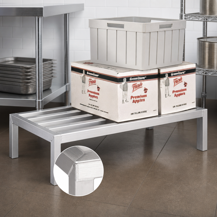 Product image #3 for New Age Lifetime Series 60-Inch Wide x 20-Inch Deep x 12-Inch High Aluminum Dunnage Rack, 3400 lb Capacity