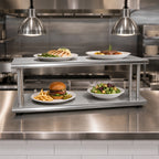Thumbnail image #3 for BK Resources PTS-2460-2 Double-Tier Wall-Mounted Pass-Through Shelf, 60W x 24D, Stainless Steel Top