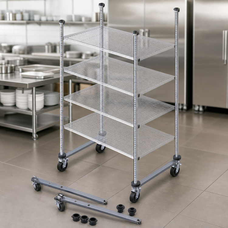 Product image #3 for Quantum 24-Inch Overhead Track Shelving Mobile Kit with 74-Inch Posts, Chrome Plated