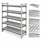 Thumbnail image #3 for Cambro Camshelving® Basics Plus CBSK1842V5580 5-Shelf Vented Polymer Shelving Kit, 18" Deep x 42" Wide, Brushed Graphite