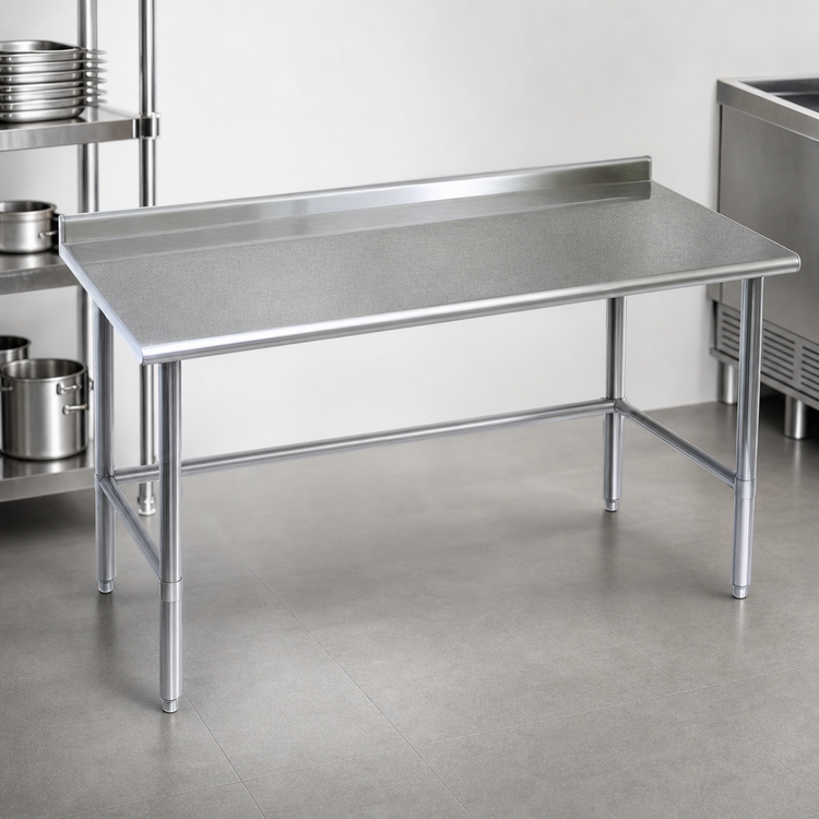 Product image #3 for Spec-Master 30 x 30 Inch Stainless Steel Work Table with 1-1/2 Inch Rear Upturn and Tubular Base