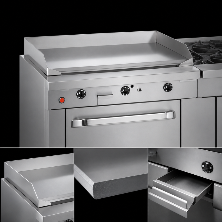Product image #3 for Southbend Platinum 48-Inch Heavy Duty Gas Sectional Range with Full-Width Manual Griddle, Standard Oven, and 12-Inch Cabinet Section