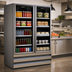Thumbnail image #4 for Howard-McCray 42 Cu. Ft. Two-Section Black Hinged Glass Door Merchandiser Refrigerator, Bottom Mount Self-Contained