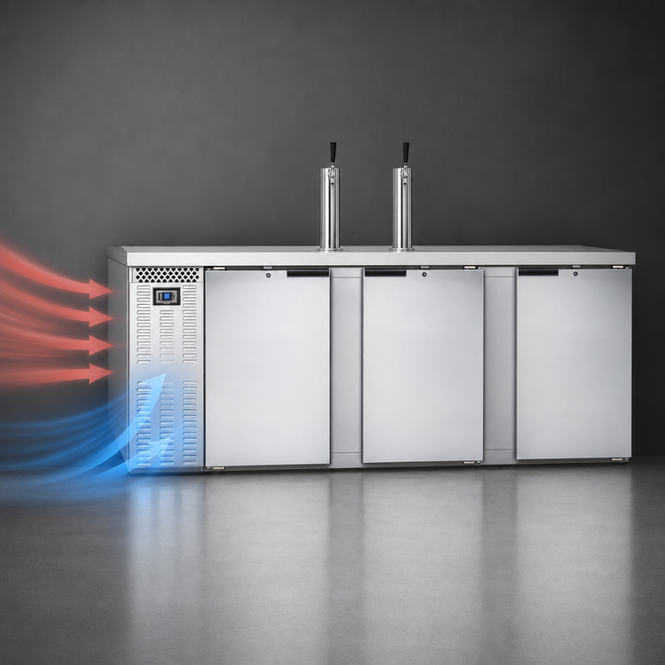 Product image #3 for Continental Refrigerator KC90SNSS 90" Shallow Depth 3-Door Draft Beer Keg Cooler