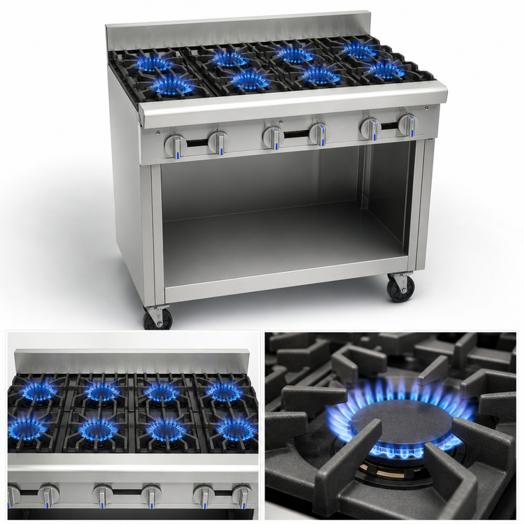 Product image #3 for Imperial Spec Series 36-Inch Heavy Duty 6 Open Burner Gas Range with Open Cabinet Base, 240,000 BTU