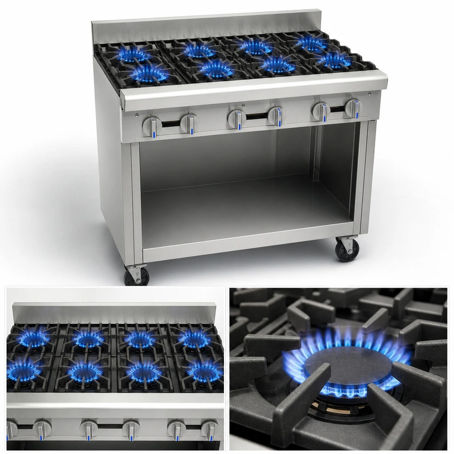 Six 40,000 BTU Open Burners