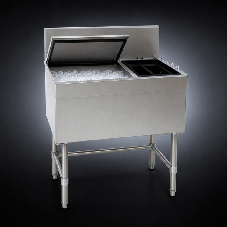 Product image #3 for Spec-Bar 36"W x 19"D Combo Ice Bin/Bottle Unit with 67 lb. Insulated Ice Bin and Left Bottle Compartment