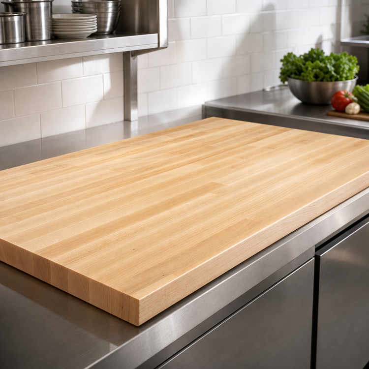 Product image #3 for Boos Block Northern Hard Rock Maple Edge Grain Kitchen Countertop with Blended Rails, 132 x 36 x 1-1/2 Inch, Varnique Finish